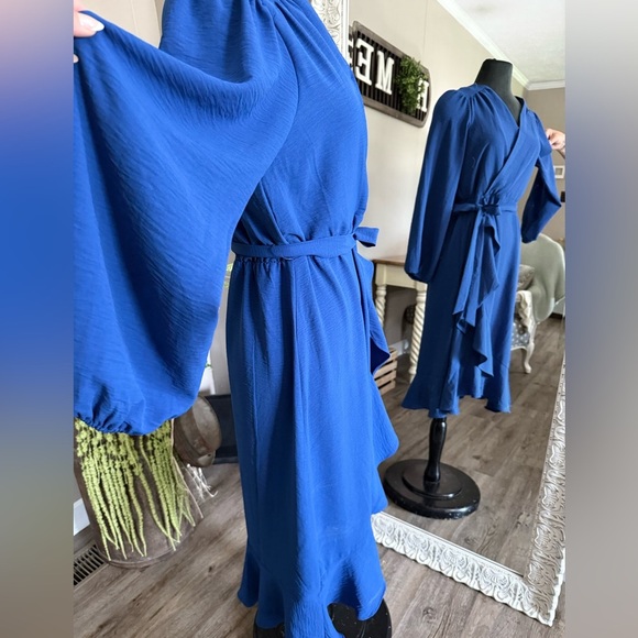 Luxology • Ruffle Faux Wrap Midi Dress - Picture 7 of 8